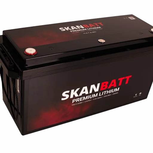 SKANBATT Premium Lithium - 12V 200Ah 200A BMS - Bluetooth - Heat - 502x187x242mm - 8 Års garanti