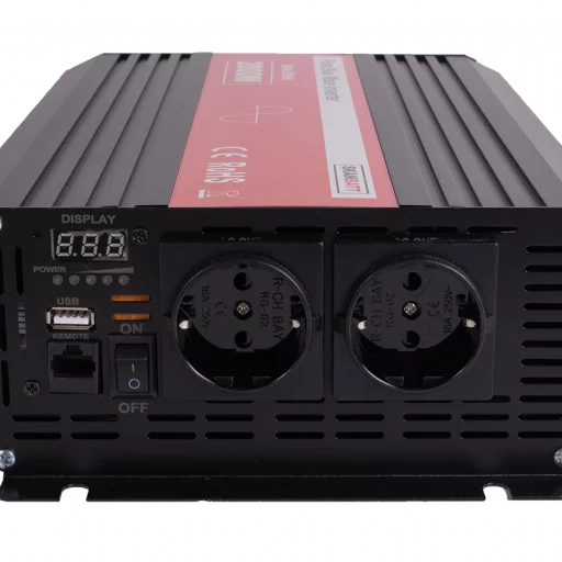 SKANBATT Inverter 12V 2000W Ren Sinus med Brytknapp