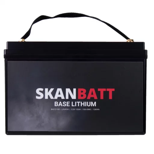 SKANBATT Base Lithium - 12V 100Ah 100A BMS - 326x173x215mm - 3 Års garanti