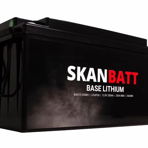 SKANBATT Base Lithium - 12V 200Ah 200A BMS - Bluetooth - Heat - 485x170x240mm - 3 Års garanti