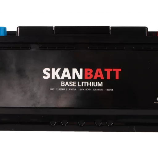 SKANBATT Base Lithium - 12V 100Ah 100A BMS - Bluetooth - Heat - 355x175x190mm - 3 Års garanti - Husbil