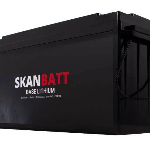 SKANBATT Base Lithium - 12V 300Ah 200A BMS - 483x170x240mm - 3 Års garanti