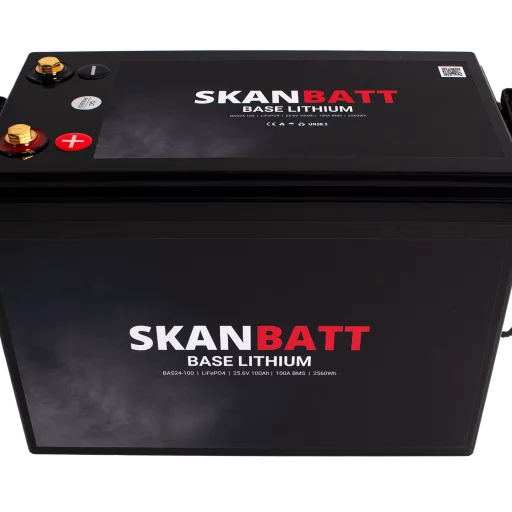 SKANBATT Base Lithium - 24V 100Ah 100A BMS -345x190x245mm - 3 Års garanti