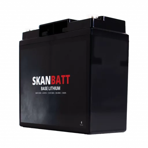 SKANBATT Base Lithium - 12V 20Ah 30A BMS - Bluetooth - 180x75x165mm - 3 Års garanti