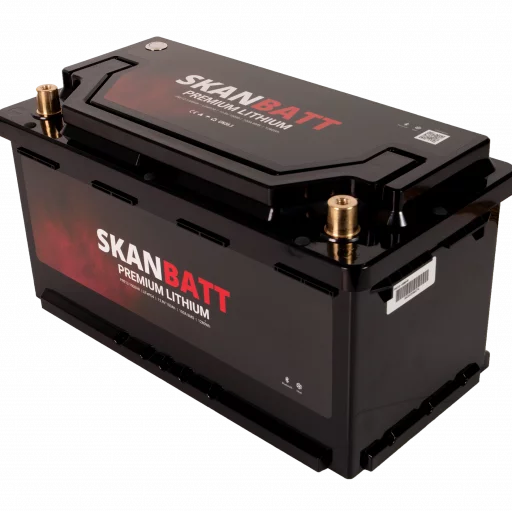 SKANBATT Premium Lithium - 12V 100Ah 100A BMS - Bluetooth - Heat  - 359x178x188mm - 8 Års garanti - Husbil