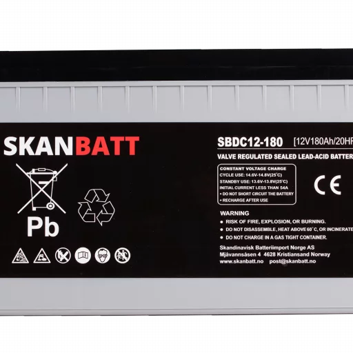 SKANBATT AGM Deep Cycle Batteri 12V 180AH C10 (530x209x219mm) +Höger