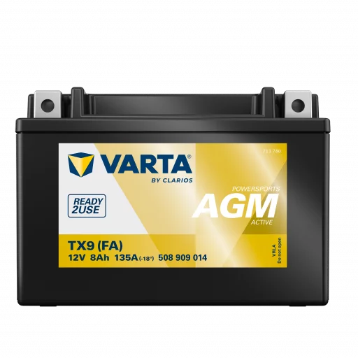 VARTA AGM MC Batteri 12V 8AH 135CCA (151x87x106mm) +vänster TX9 (FA)