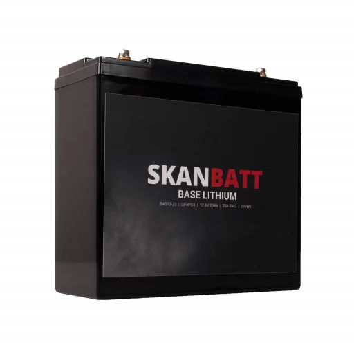 SKANBATT Base Lithium - 12V 20Ah 20A BMS - 180x75x165mm - 3 Års garanti