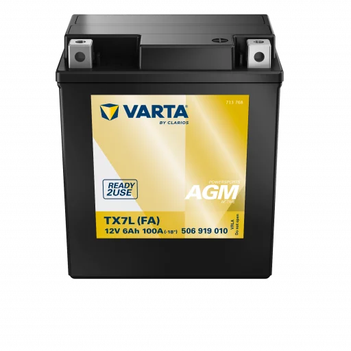 VARTA AGM MC Batteri 12V 6AH 100CCA (113x70x130mm) +höger TX7L (FA)