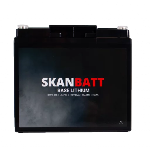 SKANBATT Base Lithium - 12V 20Ah 30A BMS - Bluetooth - 180x75x165mm - 3 Års garanti