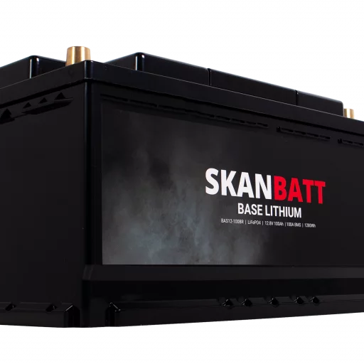SKANBATT Base Lithium - 12V 100Ah 100A BMS - Bluetooth - 355x175x190mm - 3 Års garanti - Husbil