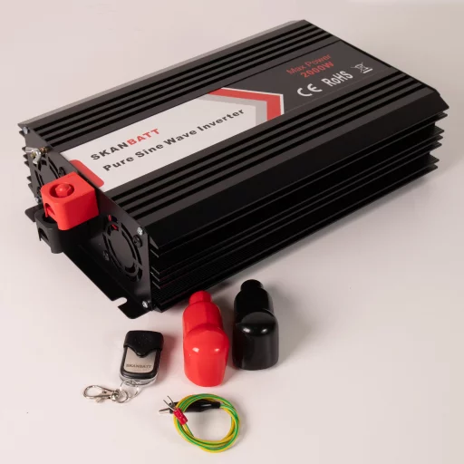 SKANBATT Inverter 24V 2000W (4000W) Ren Sinus med Fjärrkontroll