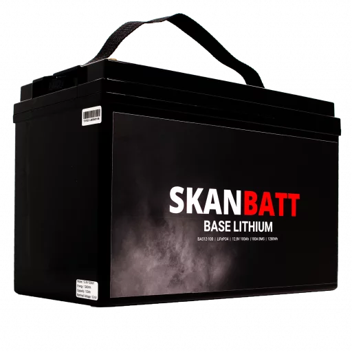 SKANBATT Base Lithium - 12V 100Ah 100A BMS - 326x173x215mm - 3 Års garanti