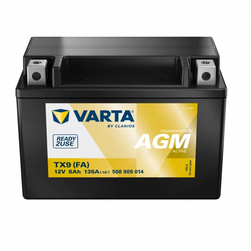 VARTA AGM MC Batteri 12V 8AH 135CCA (151x87x106mm) +vänster TX9 (FA)
