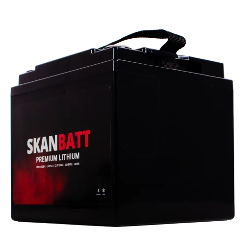 SKANBATT Premium Lithium - 12V 50Ah 60A BMS - Bluetooth - Heat - 197x165x174mm - 8 Års garanti