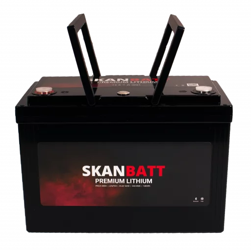 SKANBATT Premium Lithium - 24V 50Ah 50A BMS - 307x172x215mm - Bluetooth - Heat - 8 Års garanti