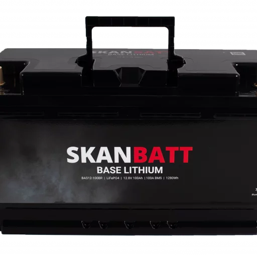 SKANBATT Base Lithium - 12V 100Ah 100A BMS - Bluetooth - 355x175x190mm - 3 Års garanti - Husbil