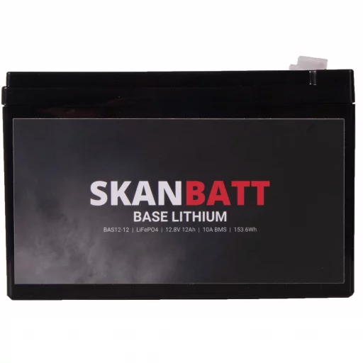 SKANBATT Base Lithium - 12V 12Ah 10A BMS - 151x98x95mm - 3 Års garanti