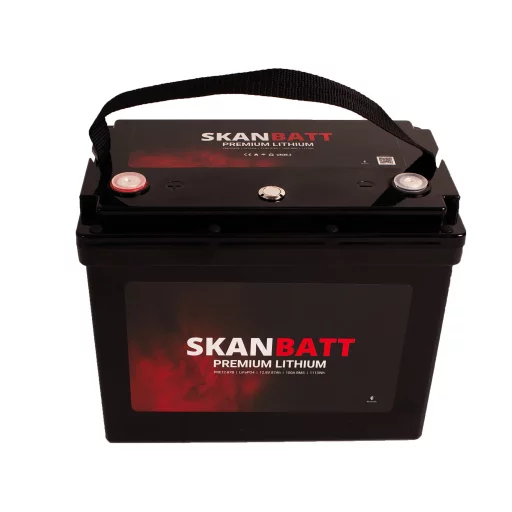 SKANBATT Premium Lithium - 12V 87Ah 100A BMS - 260x168x212mm - Bluetooth - 8 Års garanti