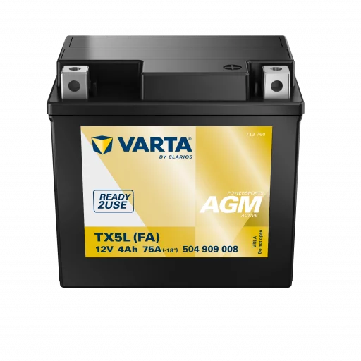 VARTA AGM MC Batteri 12V 4AH 75CCA (113x70x105mm) +höger TX5L (FA)