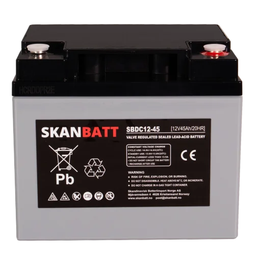 SKANBATT AGM Deep Cycle Batteri 12V 45AH (197x165x169mm) +höger