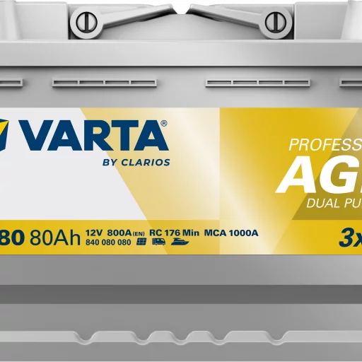 VARTA LA80 Fritidsbatteri AGM Batteri 12V 80AH 800CCA (315x175x190/190mm) +höger