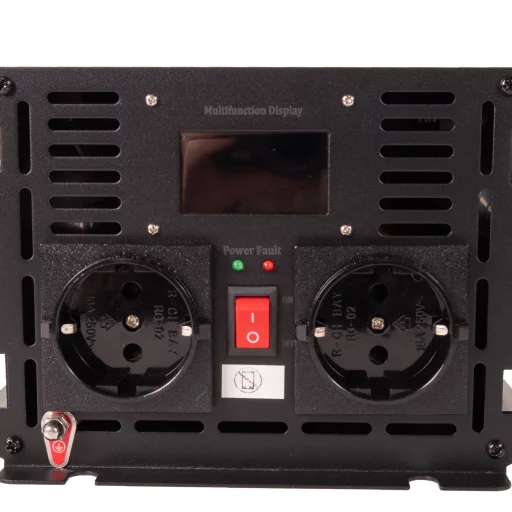 SKANBATT Inverter 12V 2000W Ren Sinus med Nätprioritering och Trådlös Fjärrkontroll 420x165x120mm