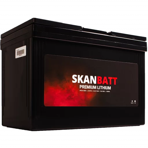 SKANBATT Premium Lithium - 24V 50Ah 50A BMS - 307x172x215mm - Bluetooth - Heat - 8 Års garanti