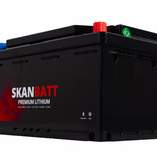 SKANBATT Premium Lithium - 12V 178Ah 160A BMS - Bluetooth - Heat - 354x176x187mm - 8 Års garanti