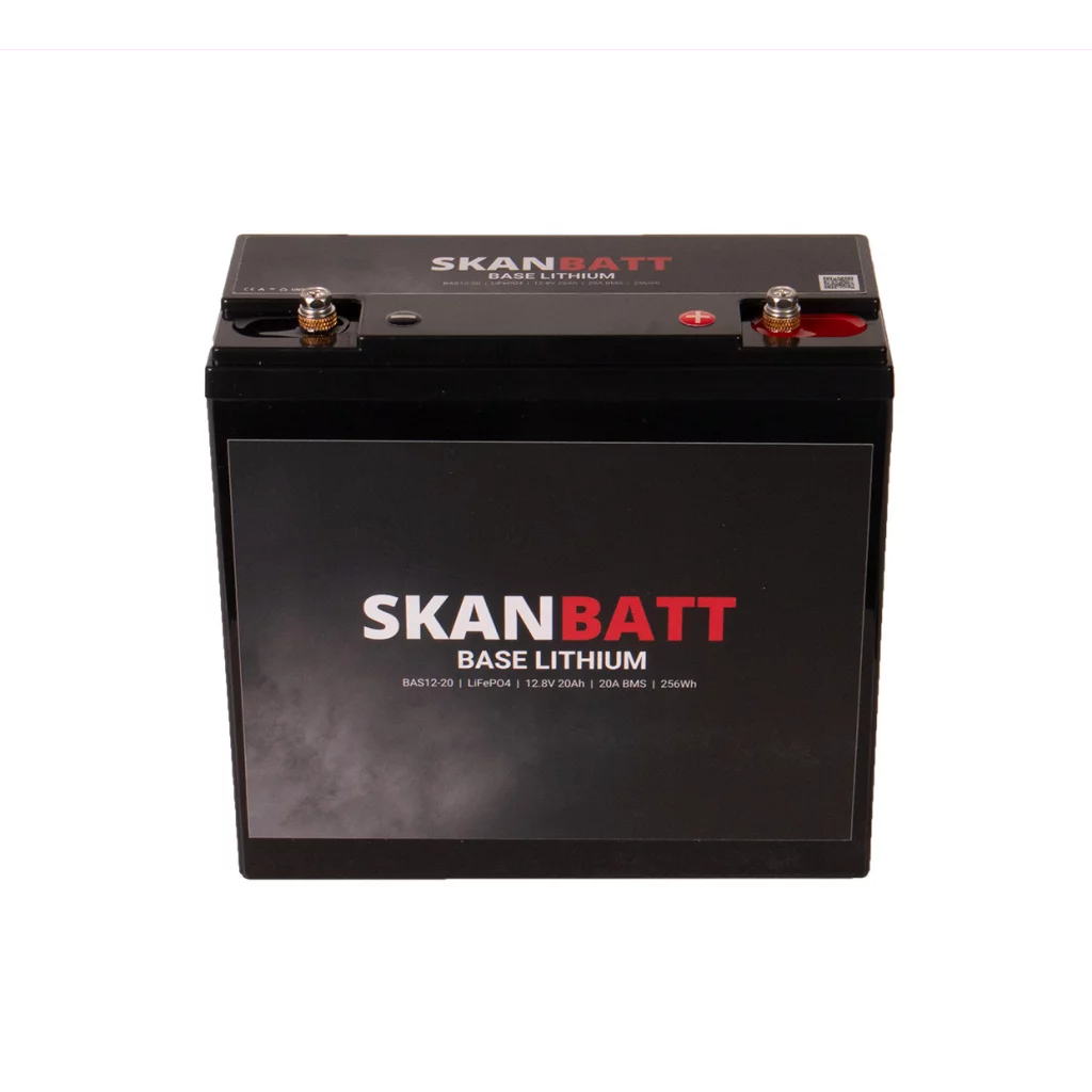 SKANBATT Base Lithium - 12V 20Ah 20A BMS - 180x75x165mm - 3 Års garanti