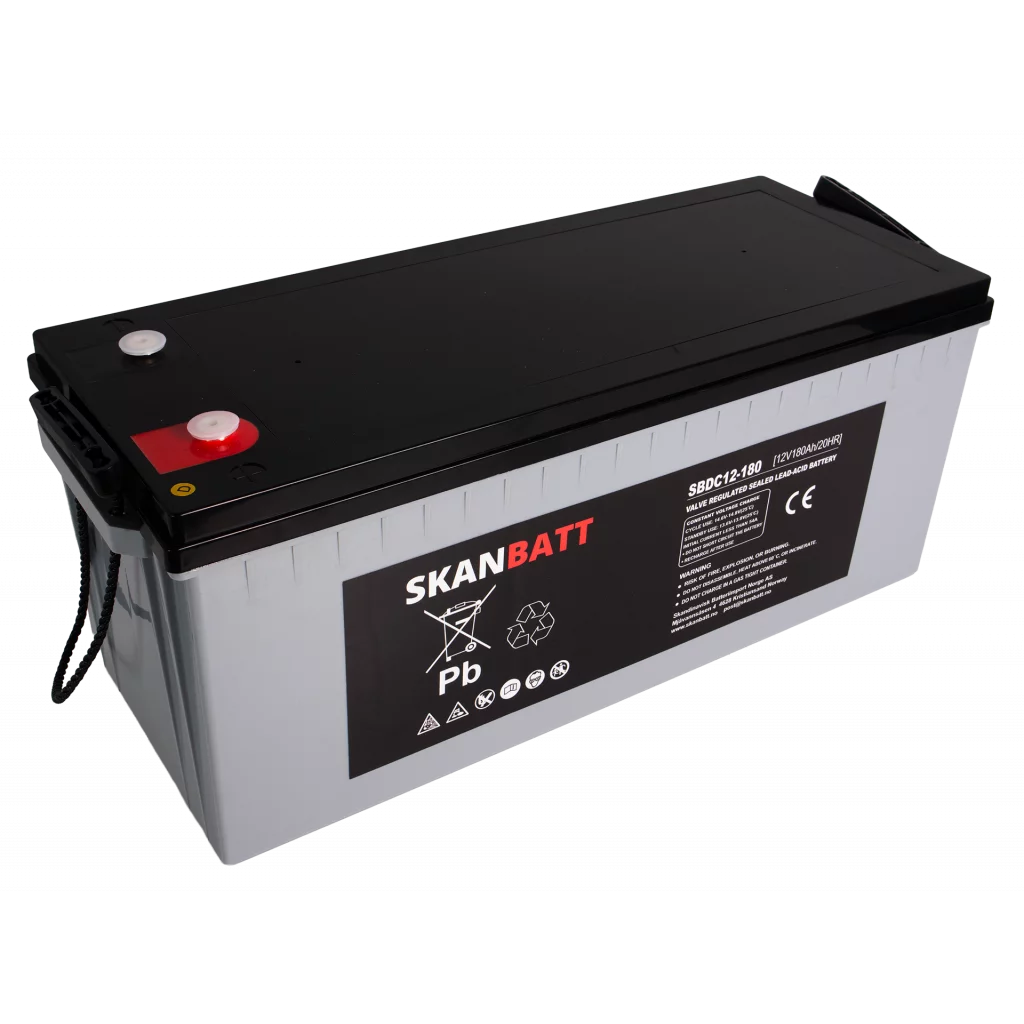 SKANBATT AGM Deep Cycle Batteri 12V 180AH C10 (530x209x219mm) +Höger
