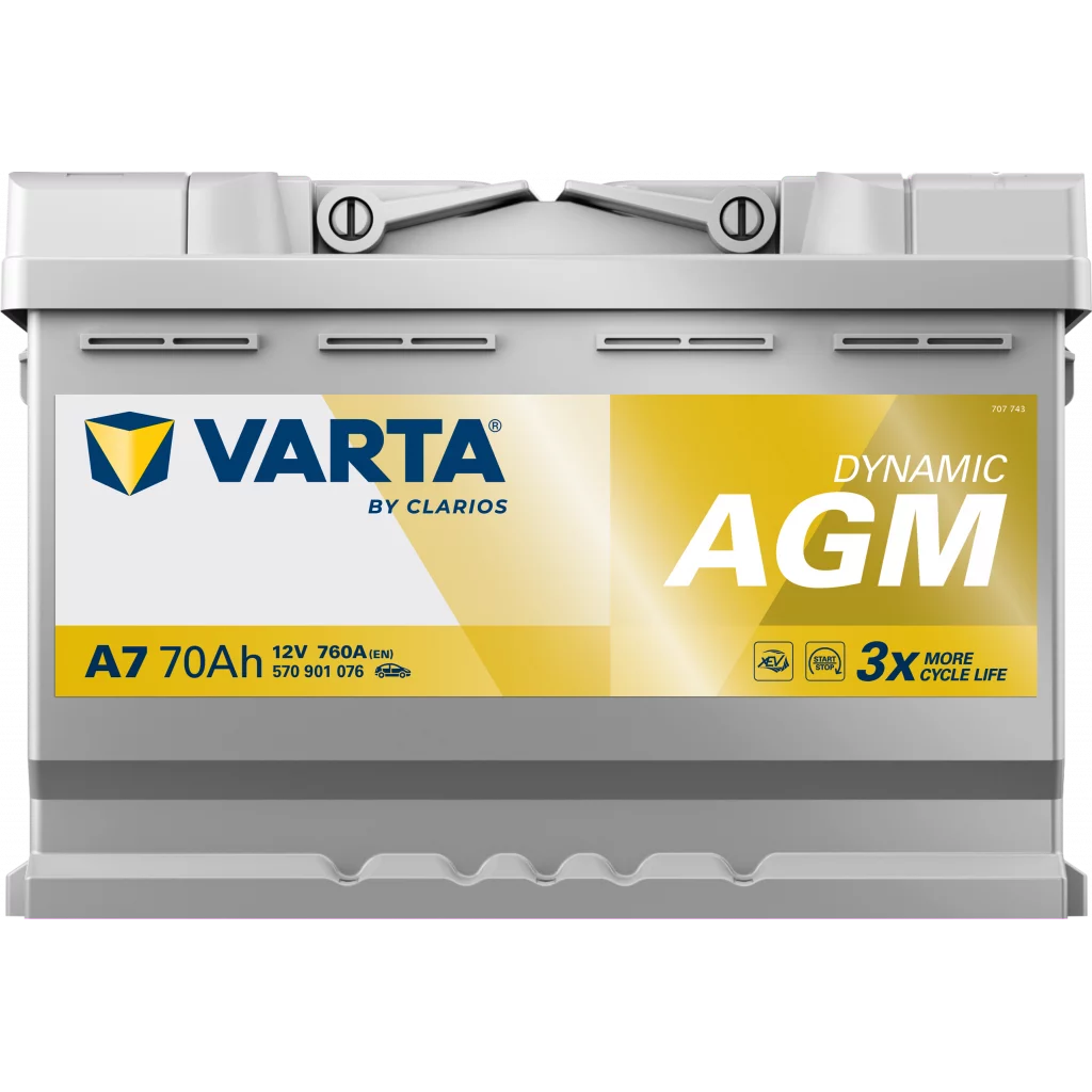 VARTA A7 Dynamic AGM Batteri 12V 70AH 760CCA (278x175x190mm) +höger xEV