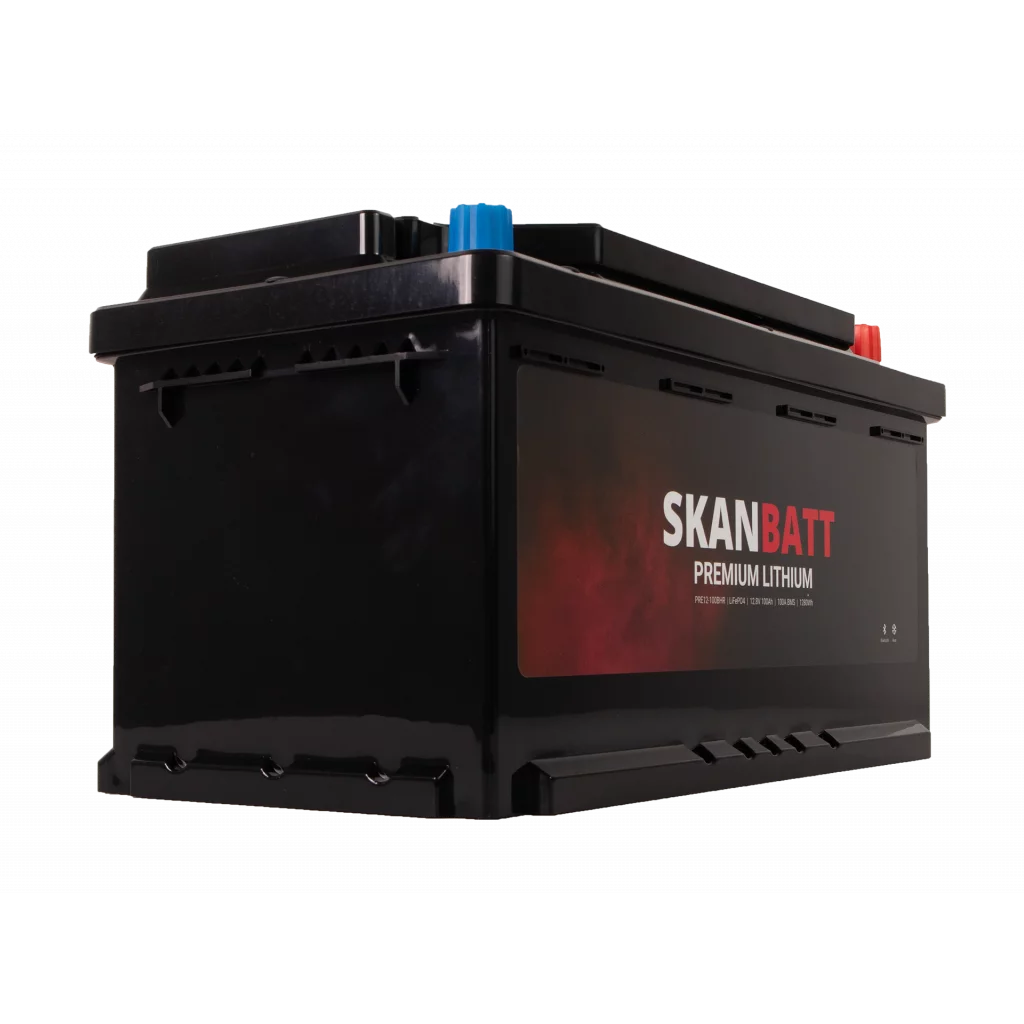 SKANBATT Premium Lithium - 12V 100Ah 100A BMS - Bluetooth - Heat  - 359x178x188mm - 8 Års garanti - Husbil