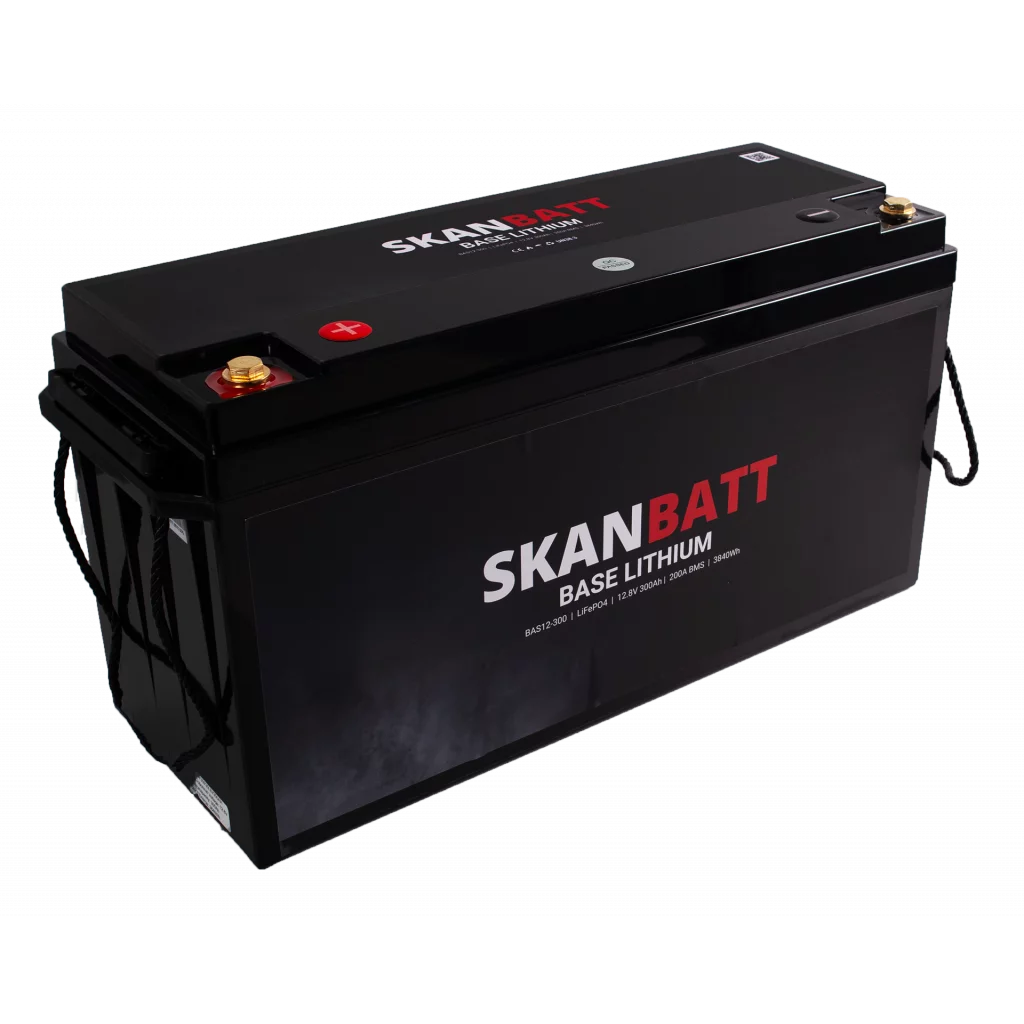 SKANBATT Base Lithium - 12V 300Ah 200A BMS - 483x170x240mm - 3 Års garanti