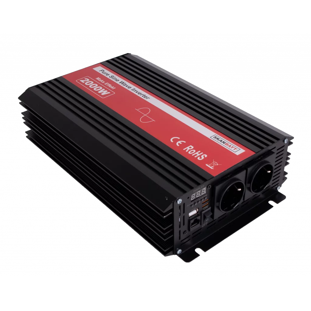 SKANBATT Inverter 12V 2000W Ren Sinus med Brytknapp