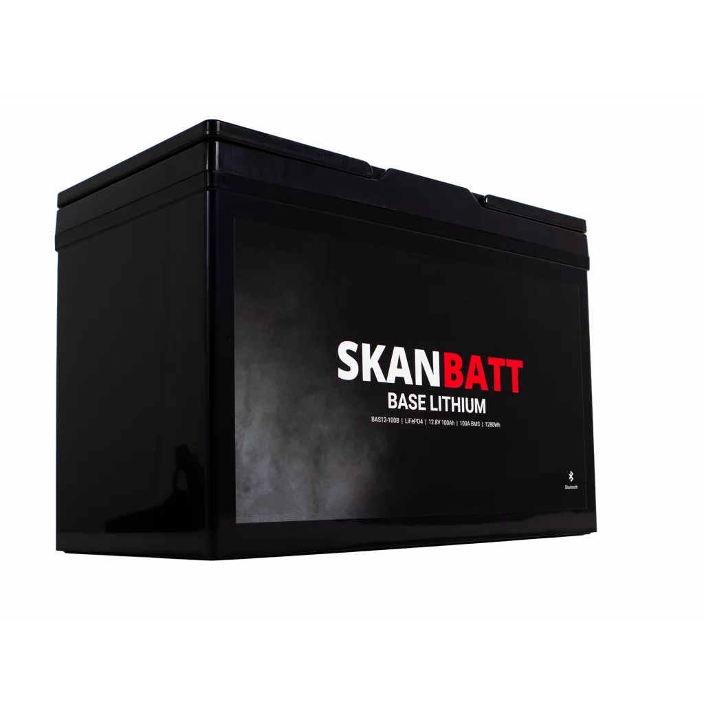 SKANBATT Base Lithium - 12V 100Ah 100A BMS - Bluetooth - 307x169x215mm - 3 Års garanti
