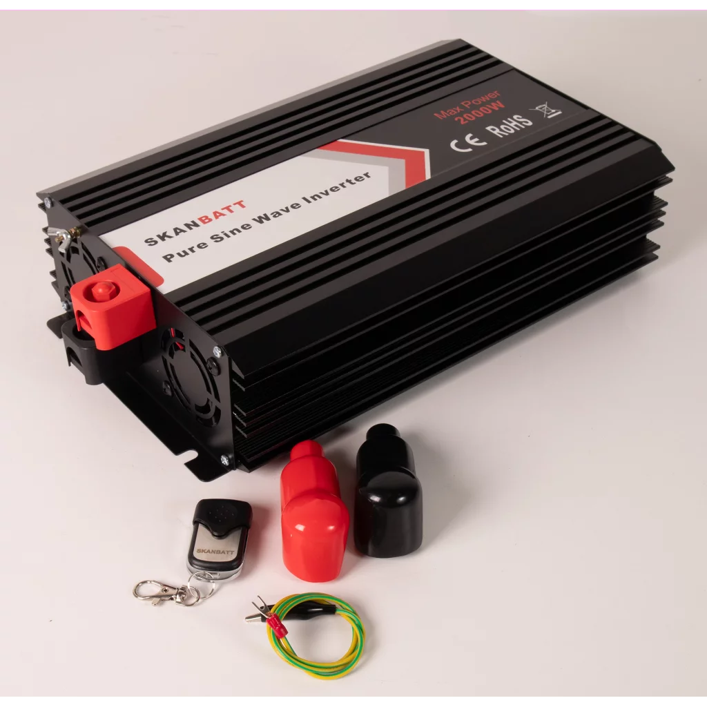 SKANBATT Inverter 12V 2000W  Ren Sinus med Fjärrkontroll