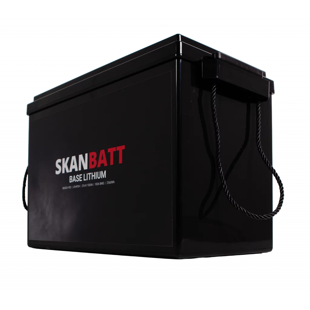 SKANBATT Base Lithium - 24V 100Ah 100A BMS -345x190x245mm - 3 Års garanti