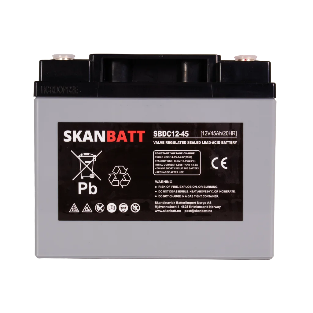 SKANBATT AGM Deep Cycle Batteri 12V 45AH (197x165x169mm) +höger