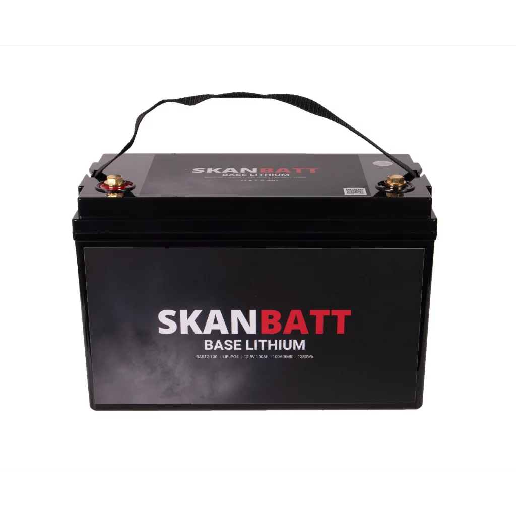 SKANBATT Base Lithium - 12V 100Ah 100A BMS - 326x173x215mm - 3 Års garanti