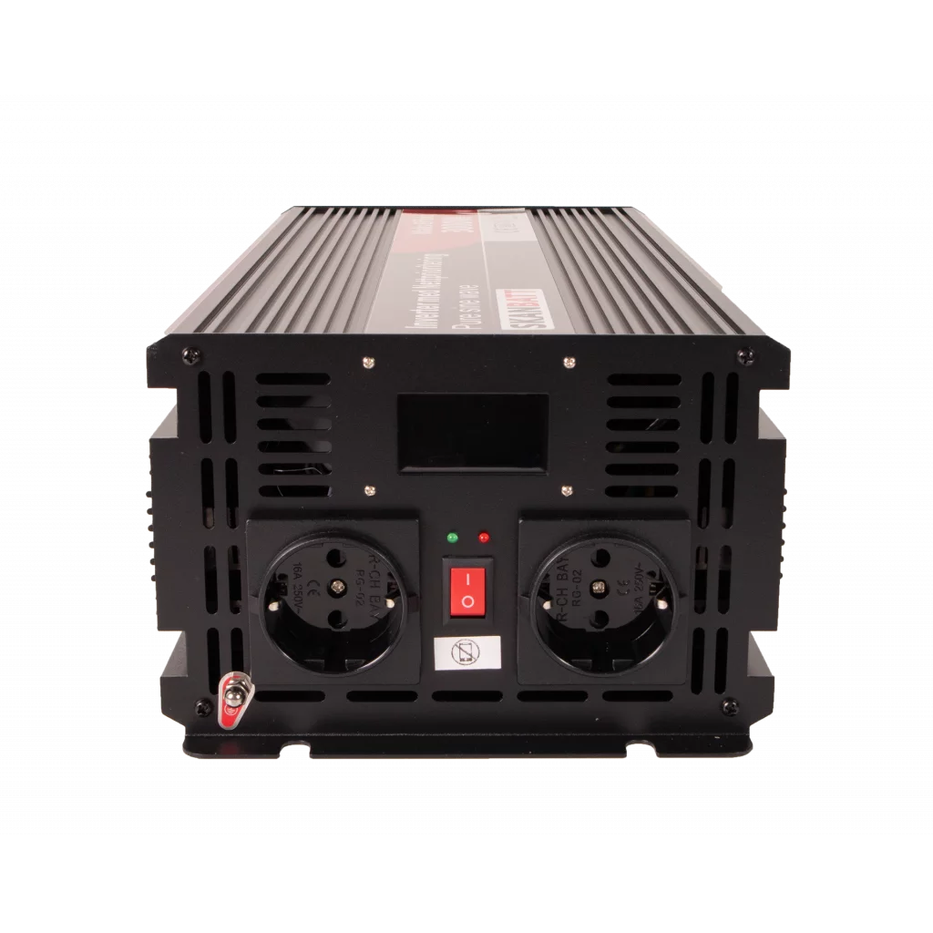 SKANBATT Inverter 12V 3000W Ren Sinus med Nätprioritering, Trådlös fjärrkontroll