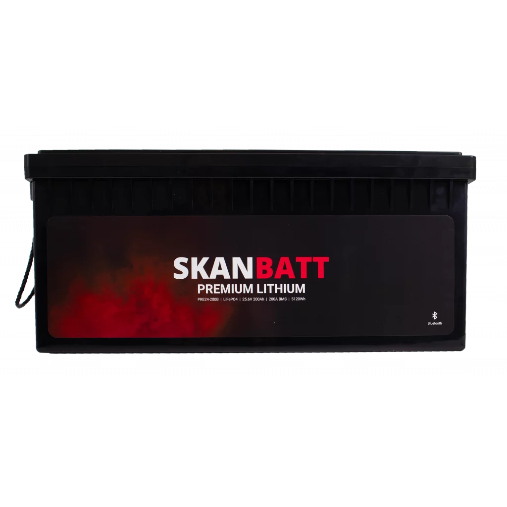 SKANBATT Premium Lithium - 24V 200Ah 200A BMS - 522x240x218mm - Bluetooth - 8 Års garanti