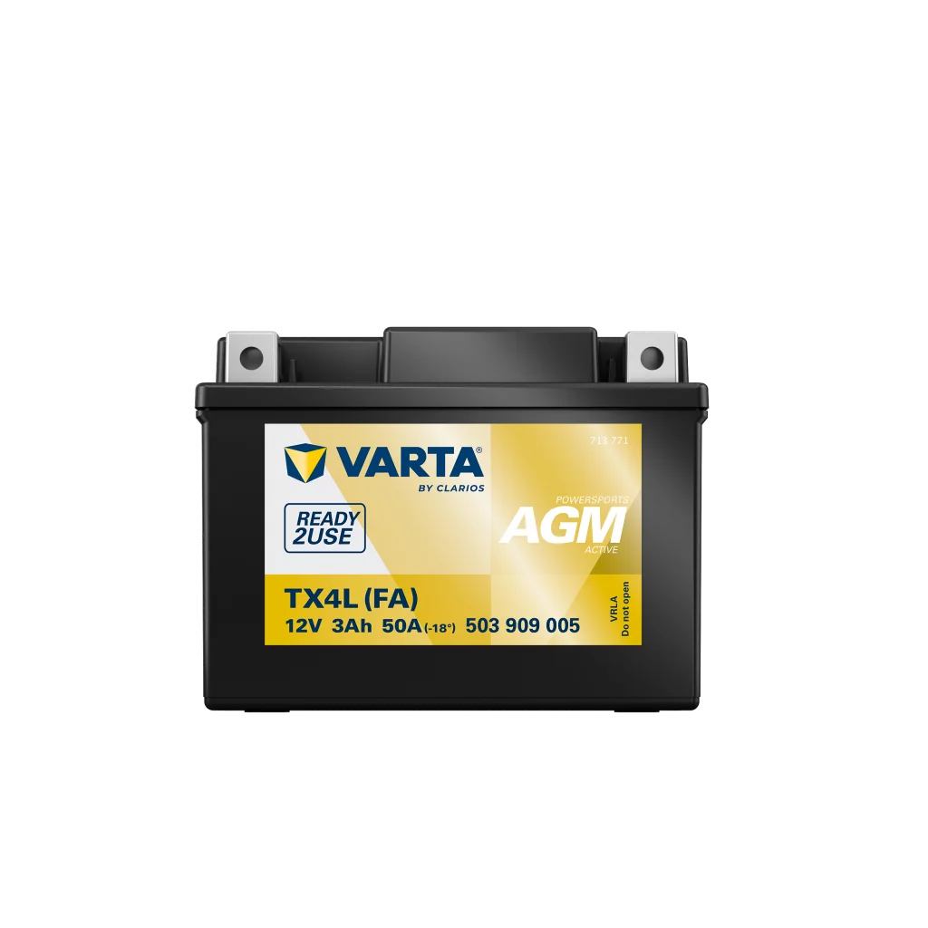 VARTA AGM MC Batteri 12V 3AH 50CCA (113x70x87mm) +höger TX4L (FA)