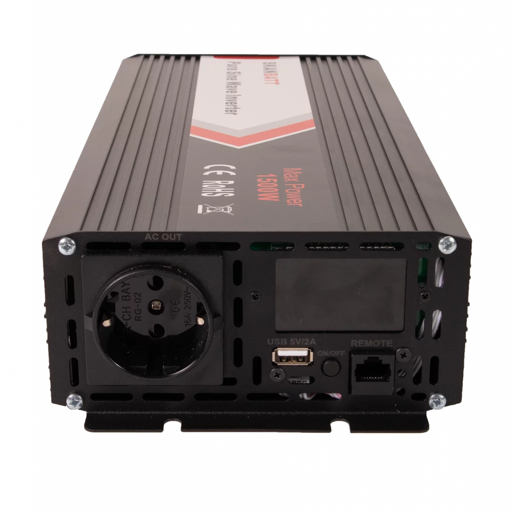 SKANBATT Inverter 12V 1500W Ren Sinus med Fjärrkontroll