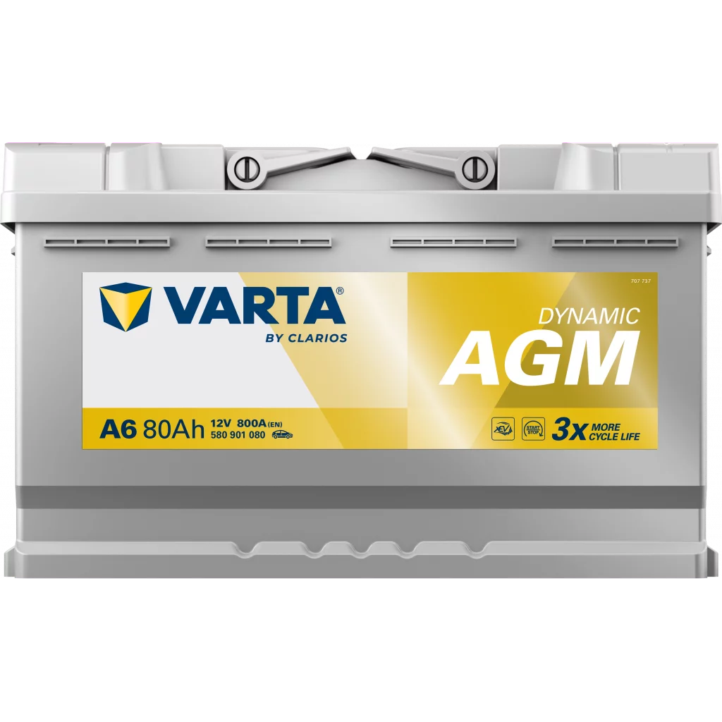 VARTA A6 Dynamic AGM Batteri 12V 80AH 800CCA (315x175x190mm) +höger