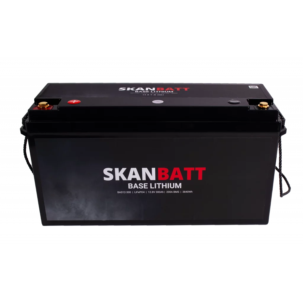 SKANBATT Base Lithium - 12V 300Ah 200A BMS - 483x170x240mm - 3 Års garanti