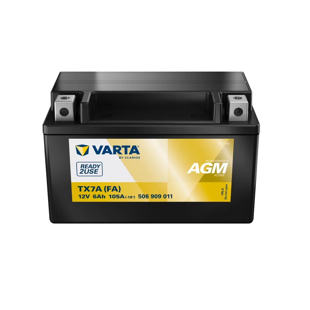 VARTA AGM MC Batteri 12V 6AH 105CCA (150x87x95mm) +vänster TX7A (FA)