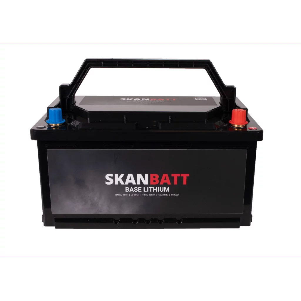 SKANBATT Base Lithium - 12V 150Ah 150A BMS - 355x175x190mm - 3 Års garanti - Husbil