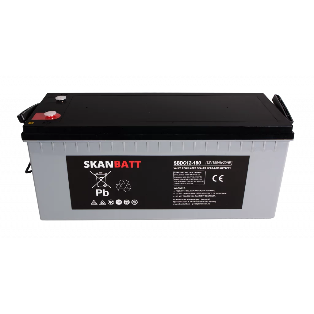 SKANBATT AGM Deep Cycle Batteri 12V 180AH C10 (530x209x219mm) +Höger