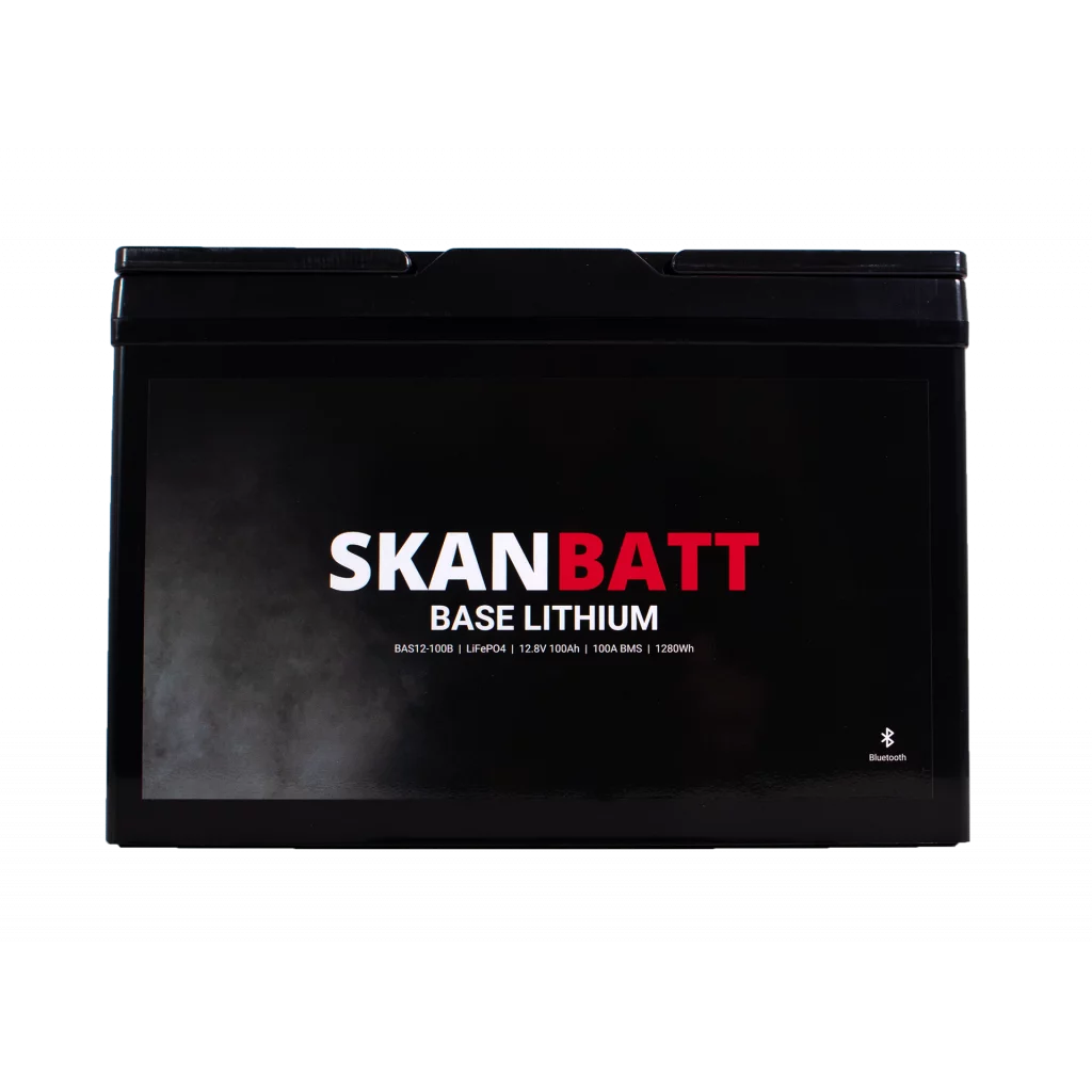 SKANBATT Base Lithium - 12V 100Ah 100A BMS - Bluetooth - 307x169x215mm - 3 Års garanti